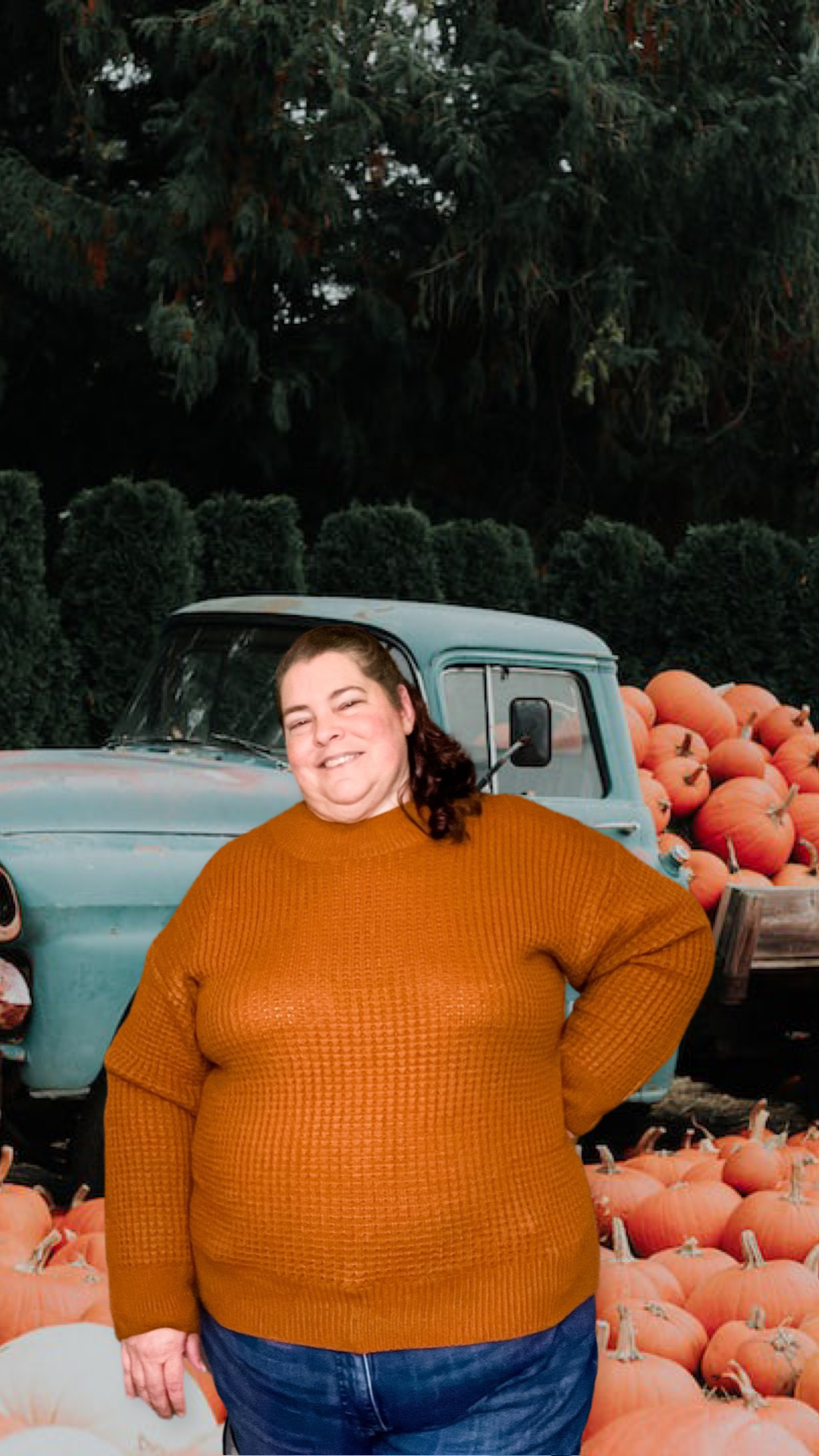 Plus Size-Rust Waffle Knit Sweater