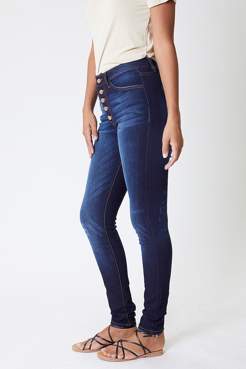 Kancan-Denim Button Fly Skinny Jeans
