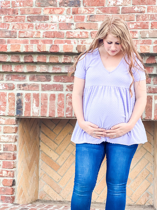 Lilac Swiss Dot Maternity Blouse