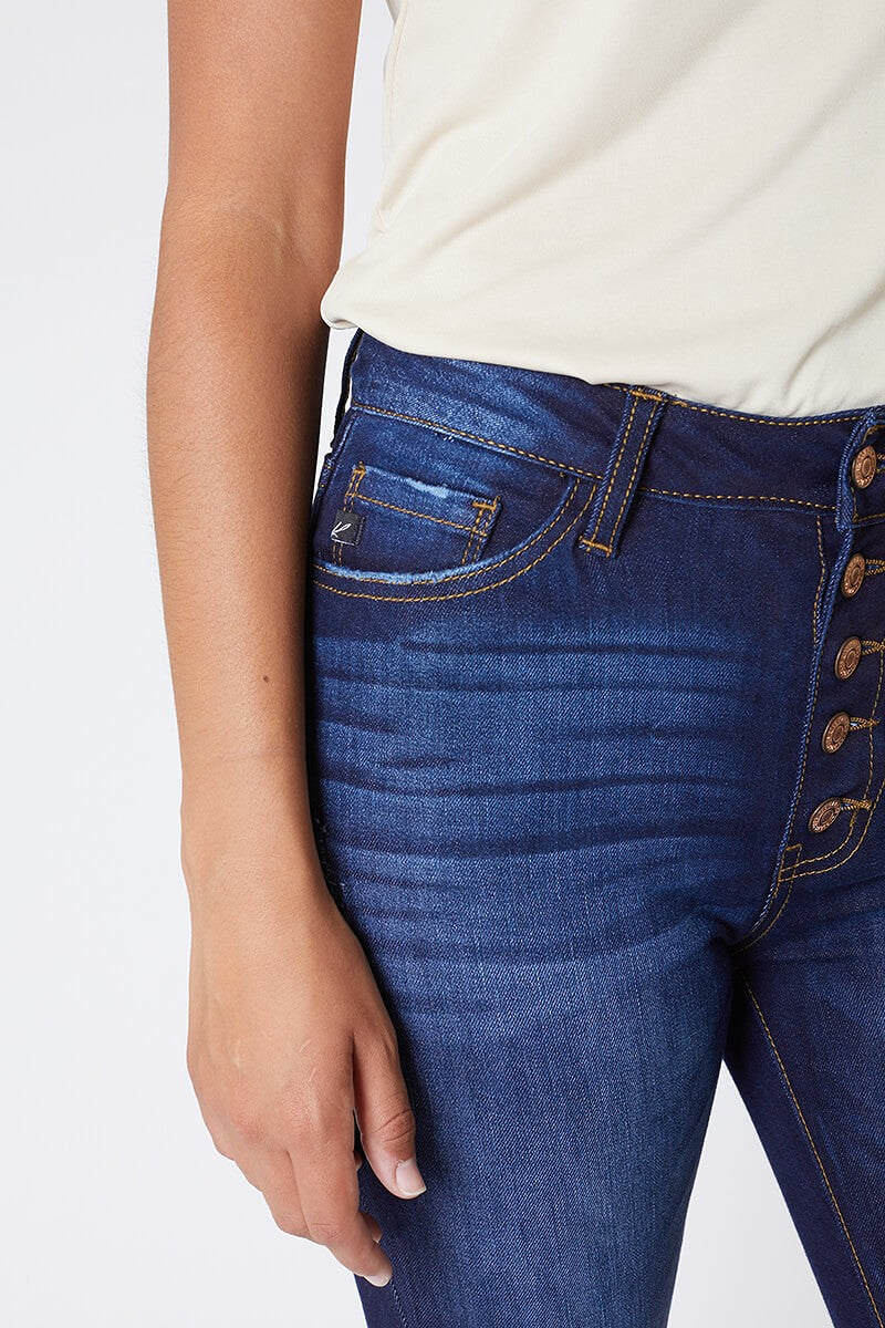 Kancan-Denim Button Fly Skinny Jeans