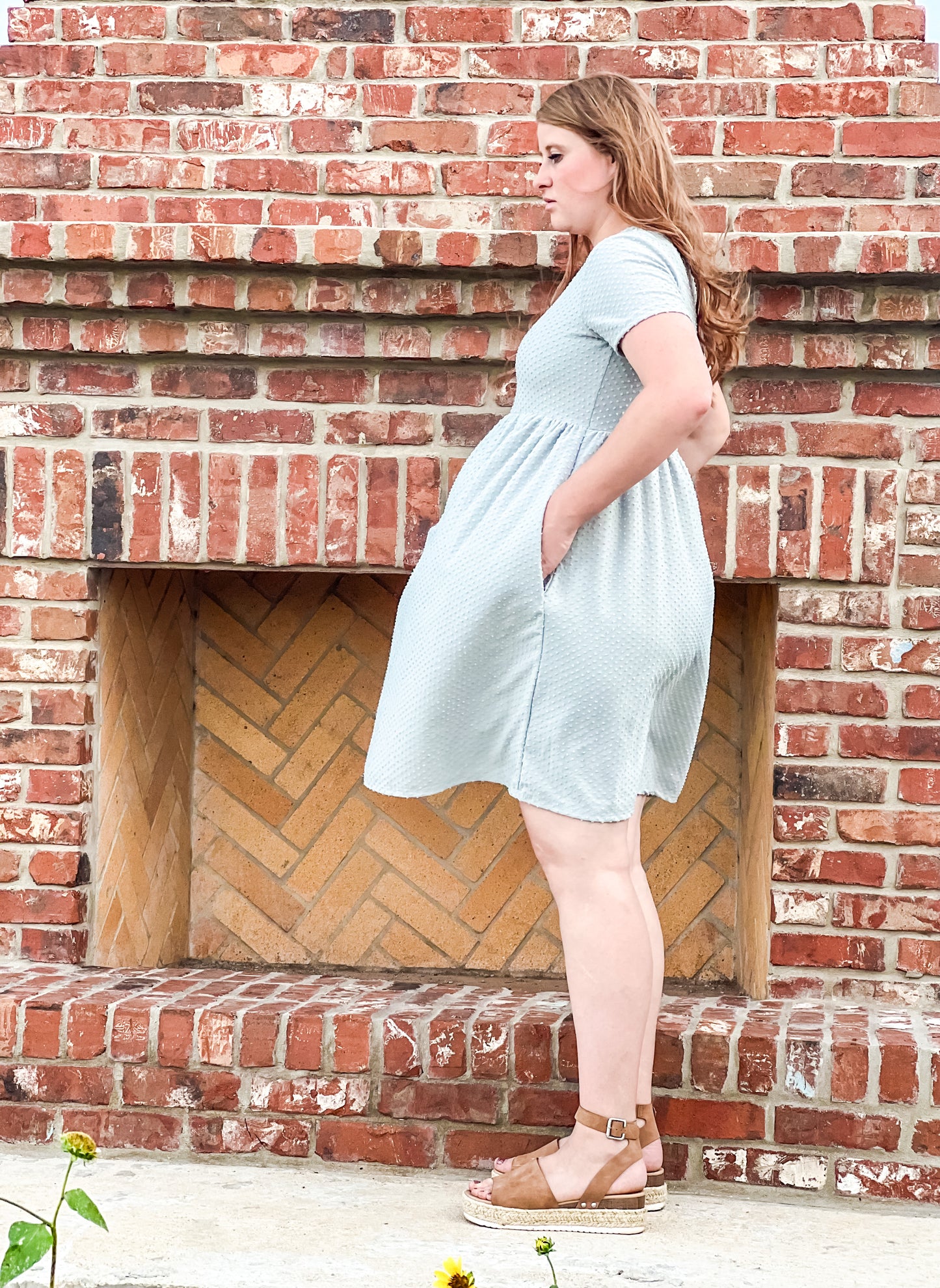 Sage Swiss Dot Materinty Dress