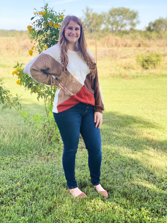 Autumn Colors Cable Knit Sweater