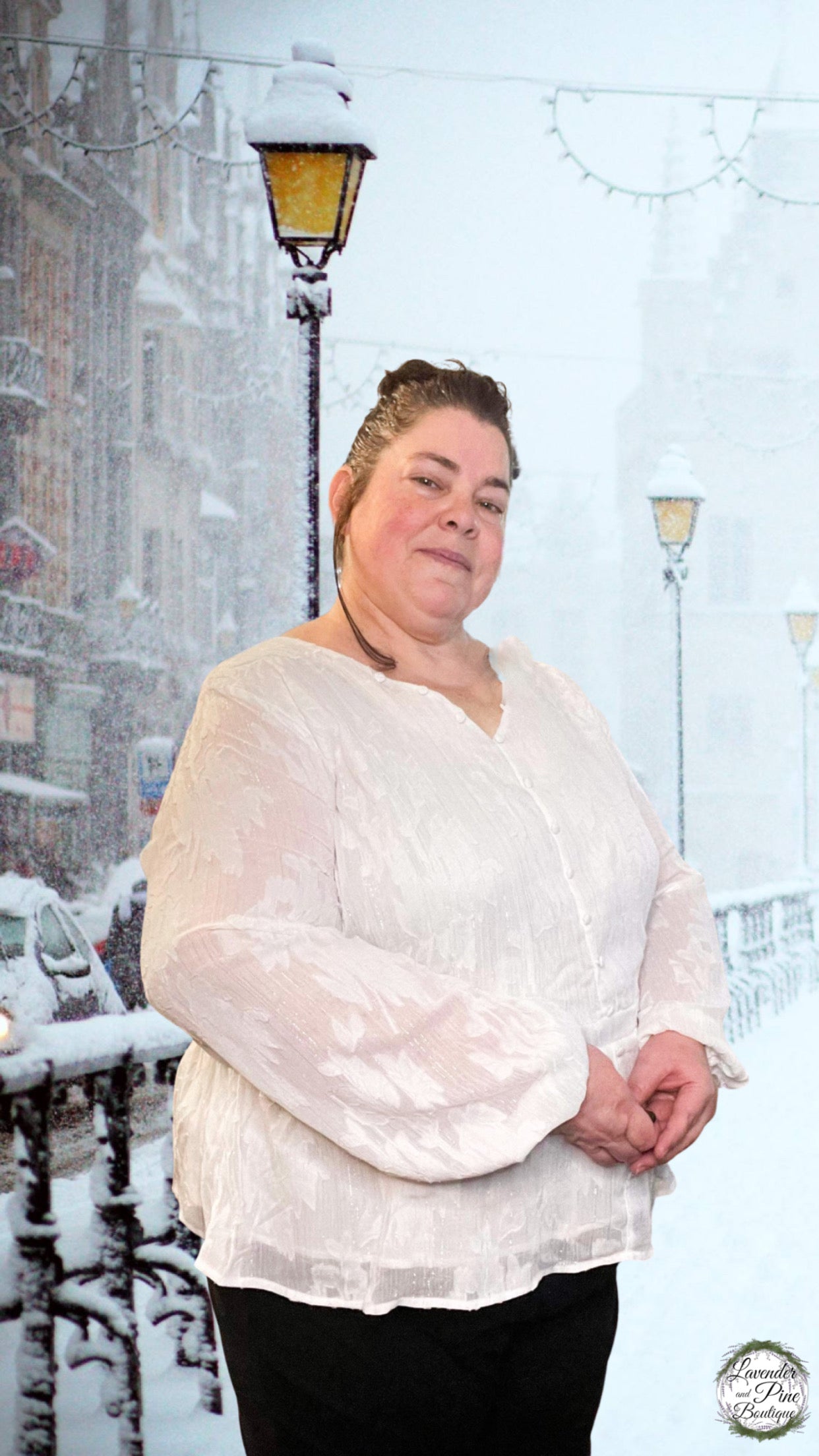 Plus Size-Beige Shimmer line Ruffled