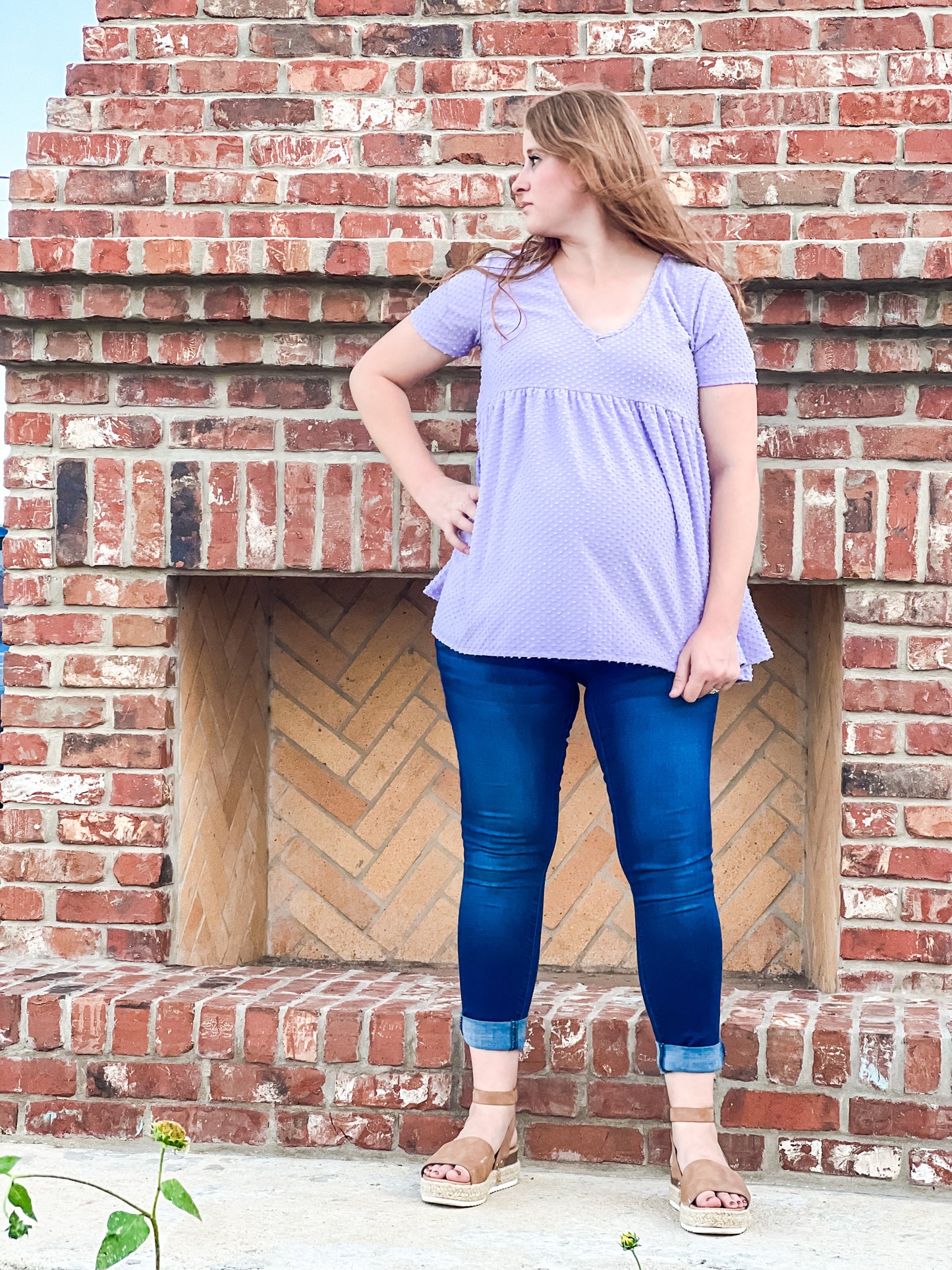 Lilac Swiss Dot Maternity Blouse