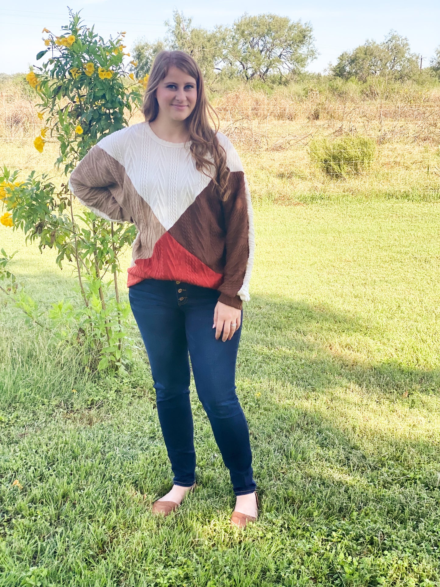 Autumn Colors Cable Knit Sweater