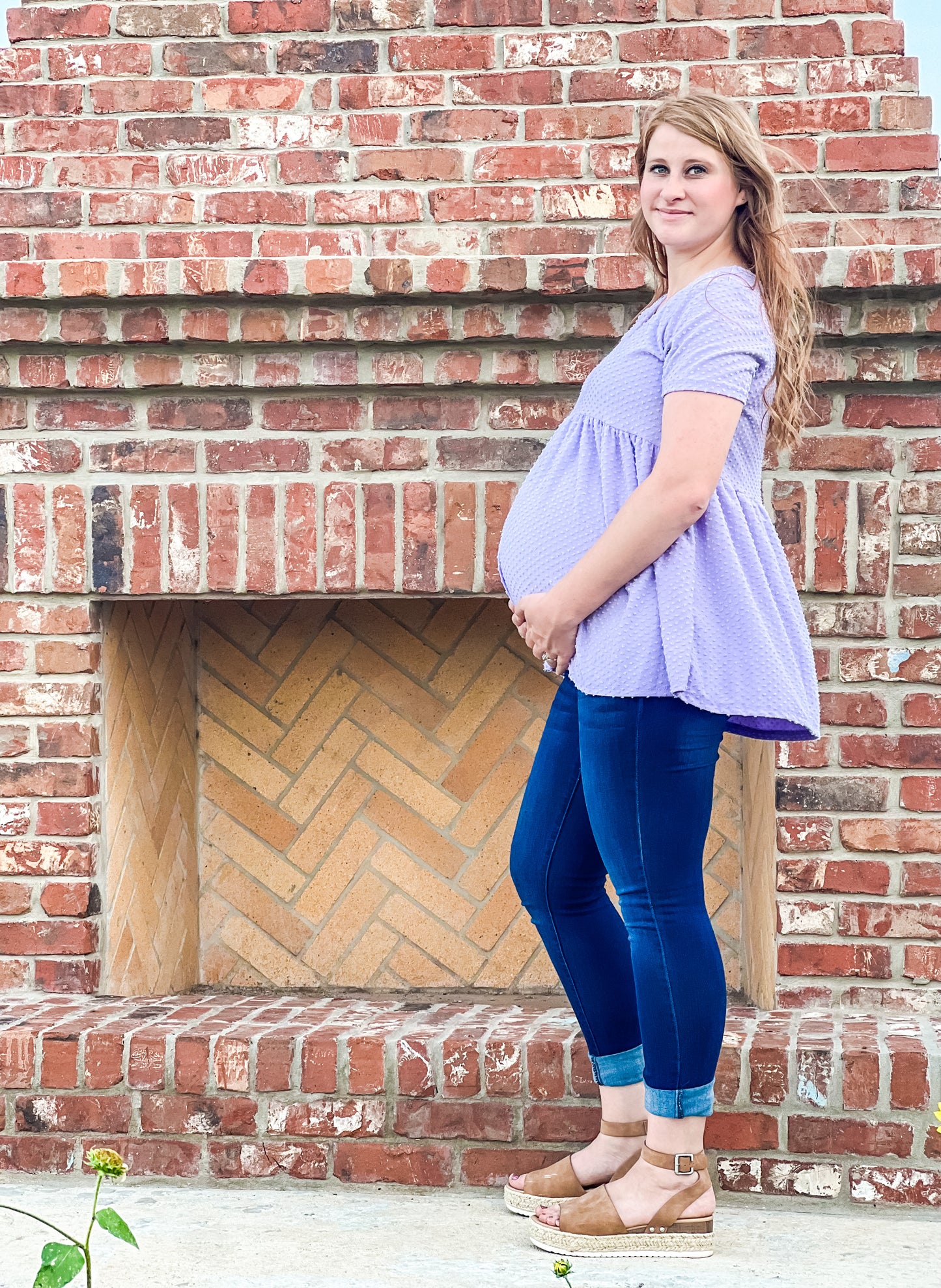 Lilac Swiss Dot Maternity Blouse