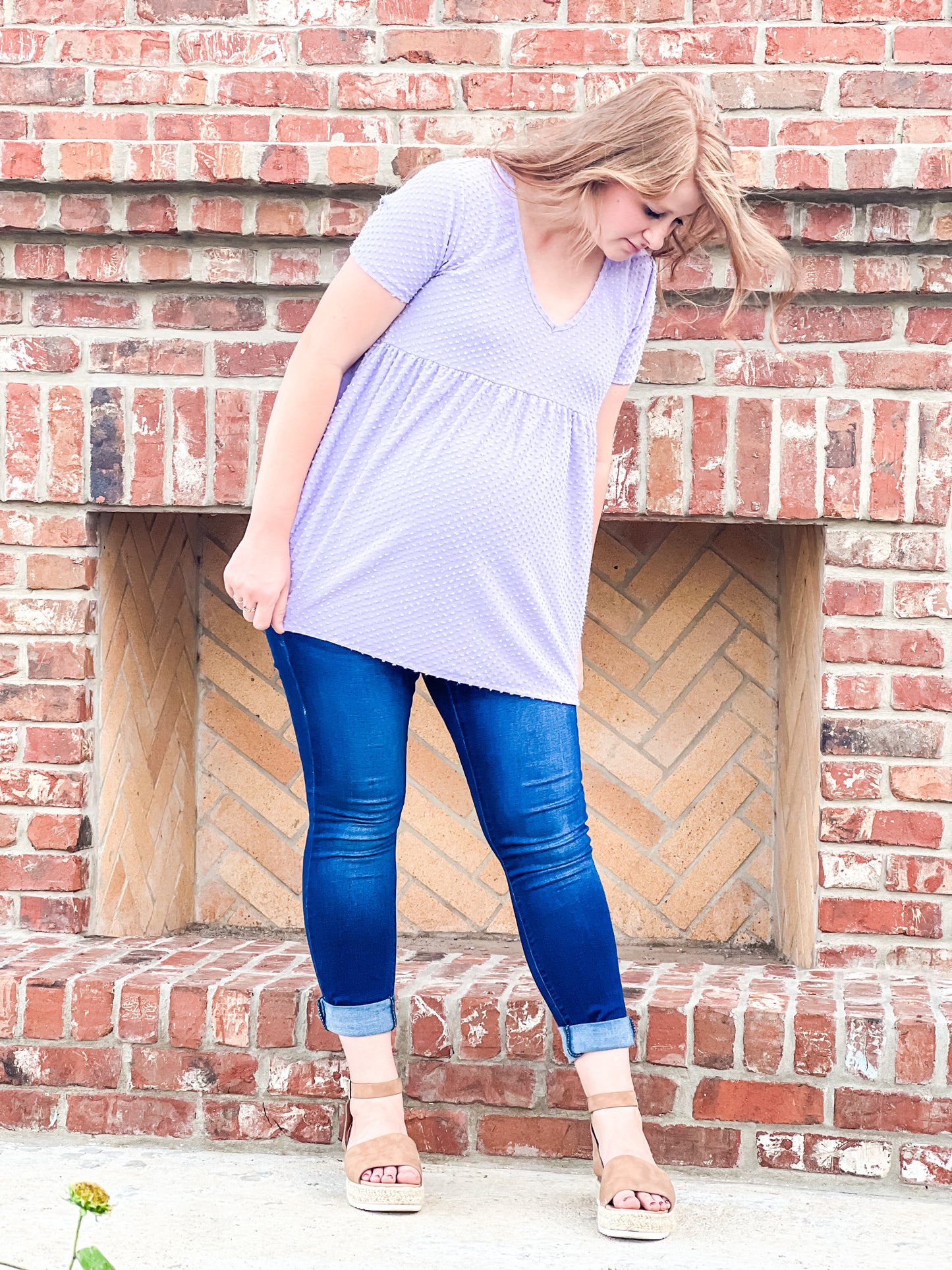 Lilac Swiss Dot Maternity Blouse
