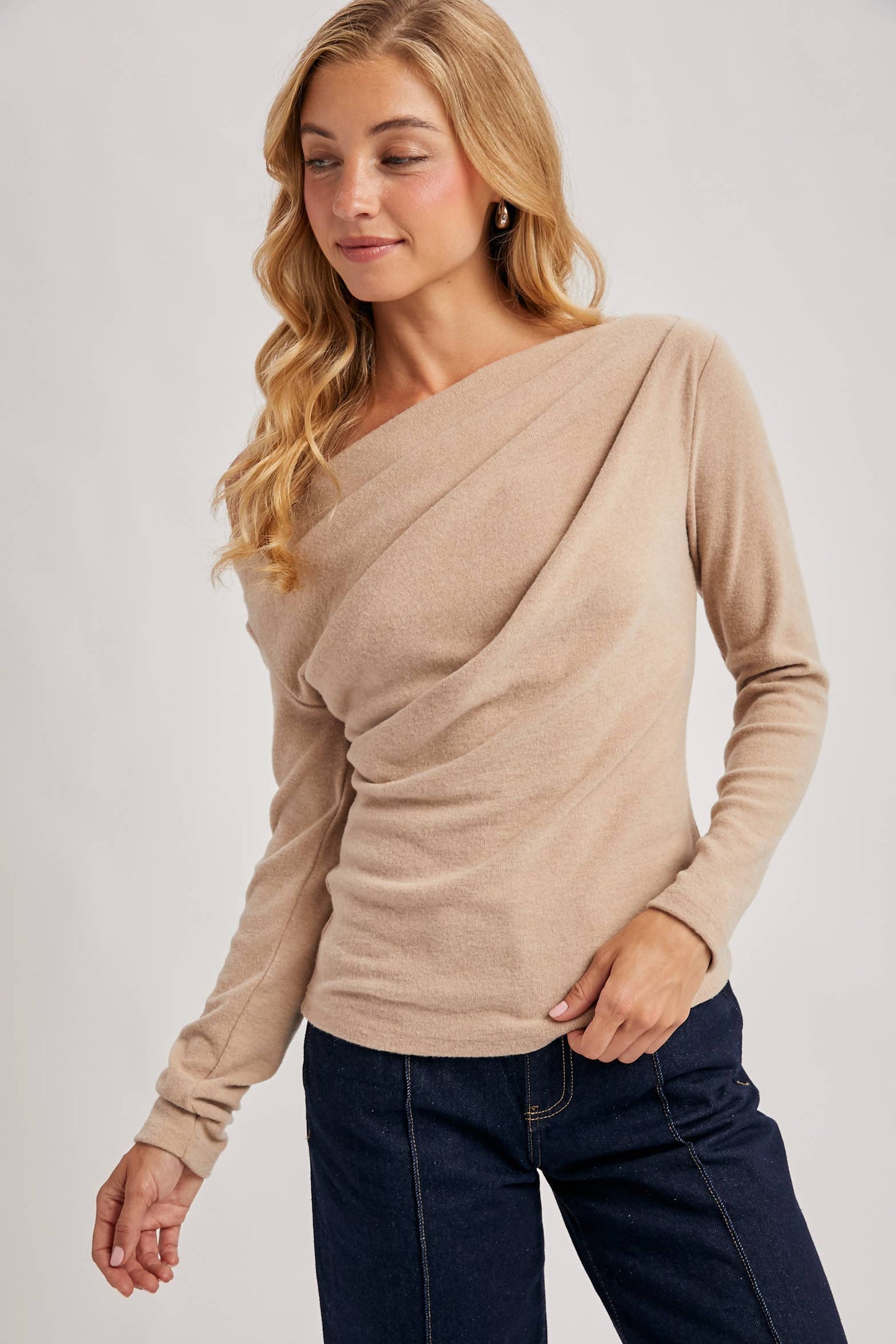 Latte Off Shoulder Top