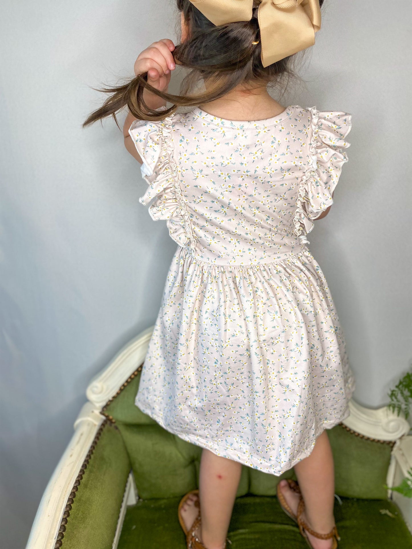 Dainty Daffodil Ruffle Sleeve Dress