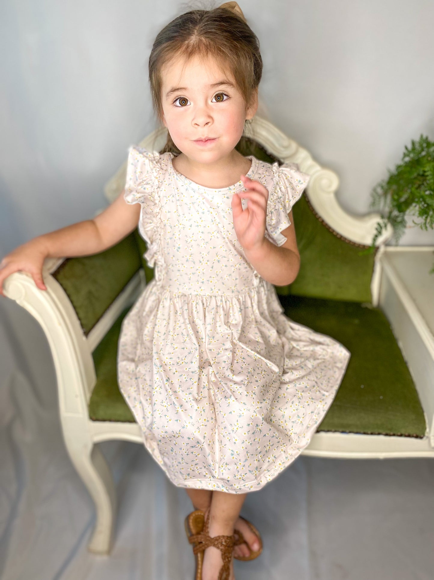 Dainty Daffodil Ruffle Sleeve Dress