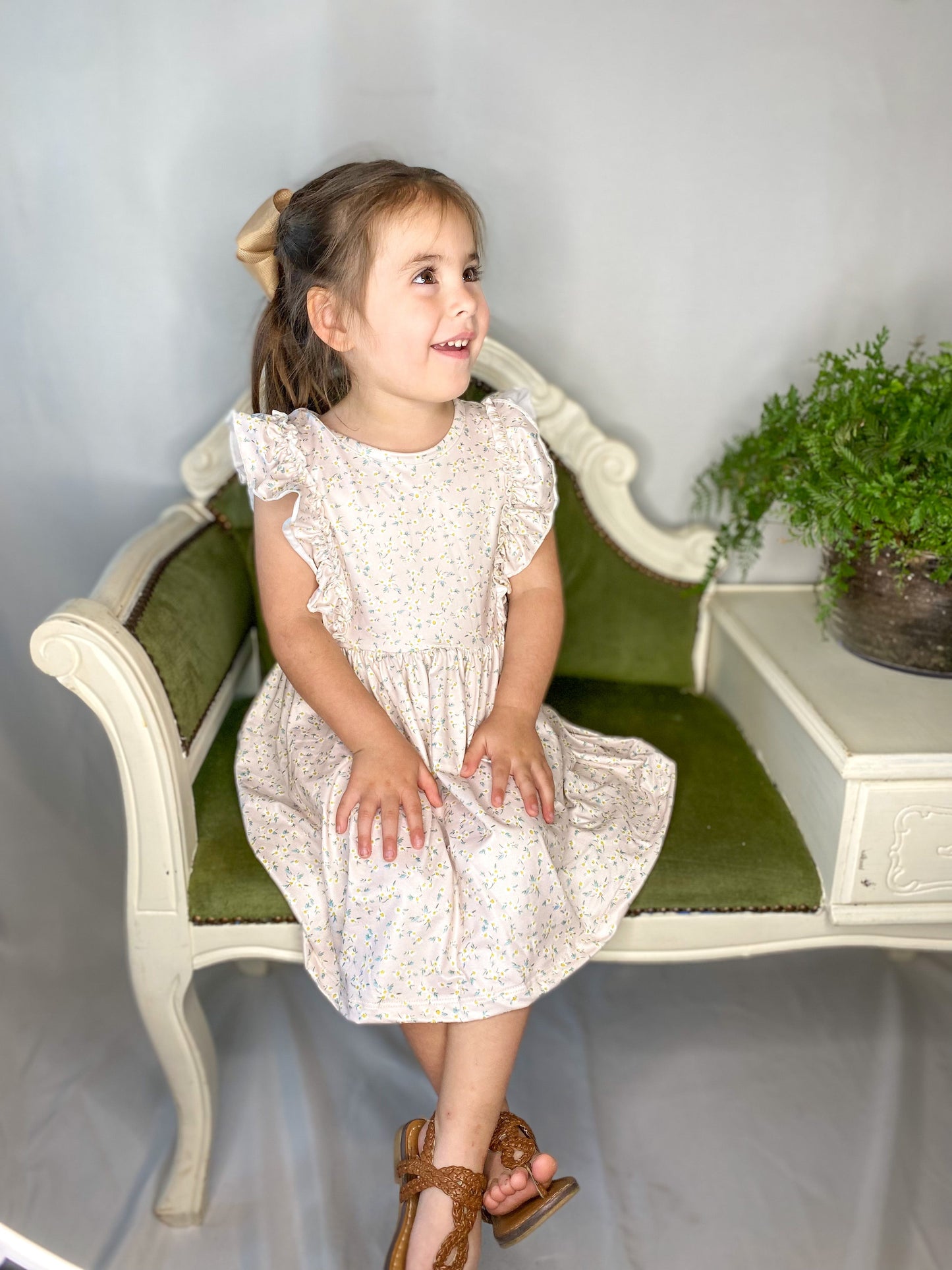 Dainty Daffodil Ruffle Sleeve Dress